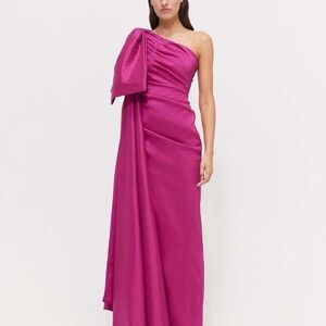 Rachel Gilbert One Shoulder Long Dress Size 2 Magenta Evening Gown
